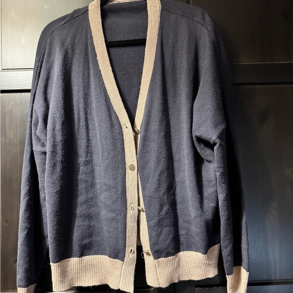 Classic Blue and Tan Cardigan
